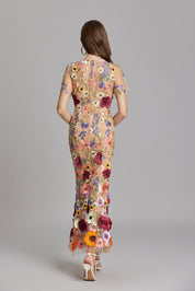 Stephanie Embroidered Maxi Dress with Sheer Overlay