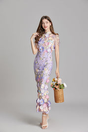 Stephanie Embroidered Maxi Dress with Sheer Overlay