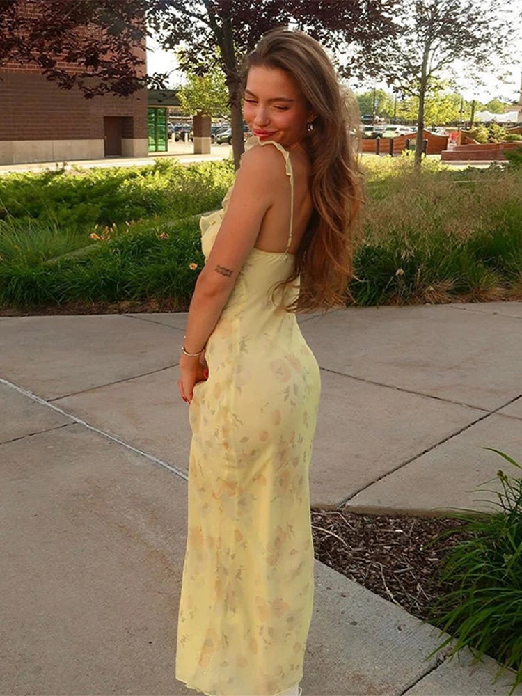 Mila Floral Backless V-Neck Maxi Dress