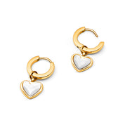 Sophia – White Quartz Heart Huggie Earrings