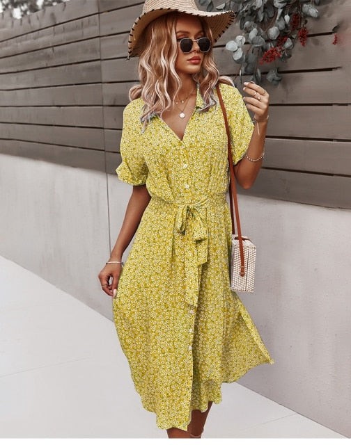 Alina Printed Midi Dress – Effortless Summer Ease