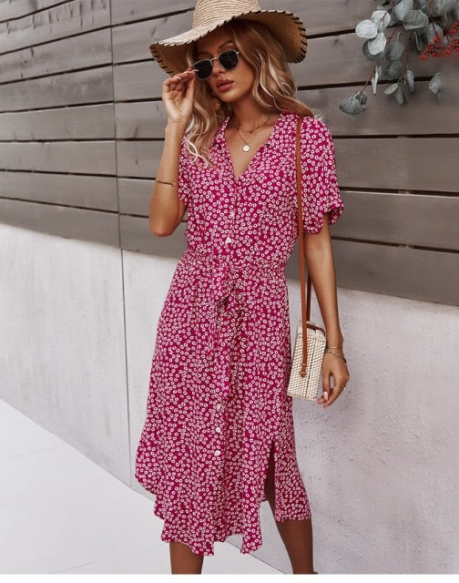 Alina Printed Midi Dress – Effortless Summer Ease