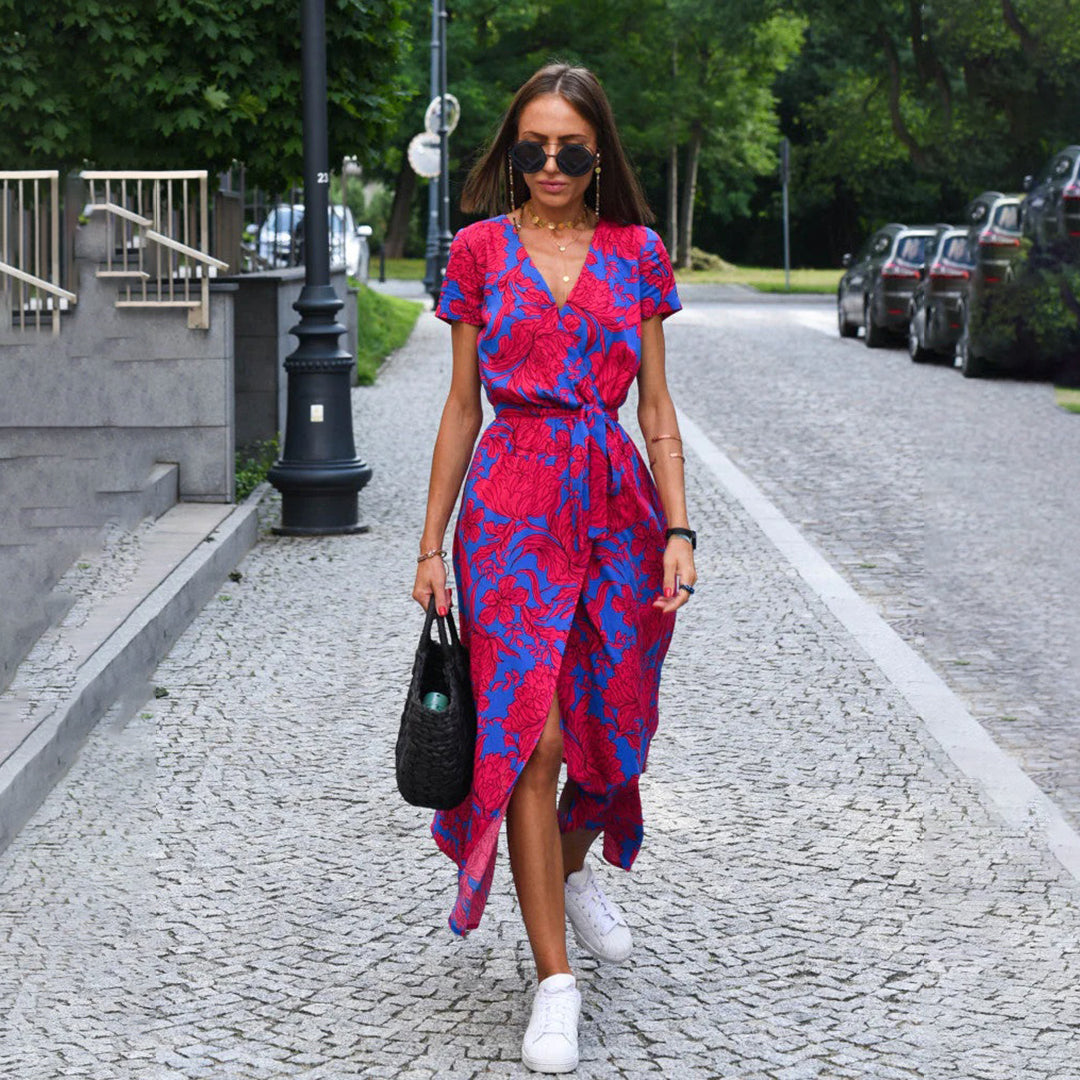 Amara Floral Wrap Maxi Dress – Effortless Summer Elegance