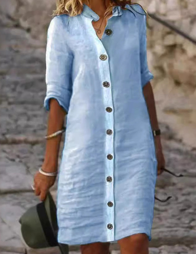 Mila Button-Front Shirt Dress – Effortless Everyday Polish