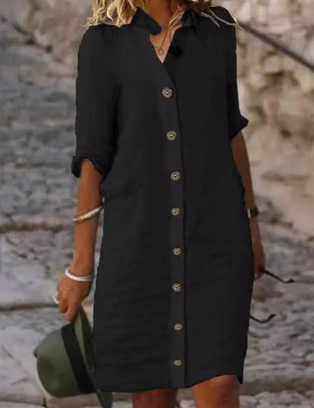 Mila Button-Front Shirt Dress – Effortless Everyday Polish