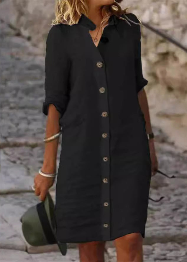 Mila Button-Front Shirt Dress – Effortless Everyday Polish