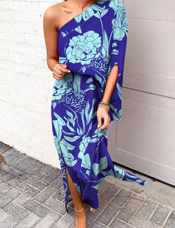 Khiara One-Shoulder Floral Evening Dress