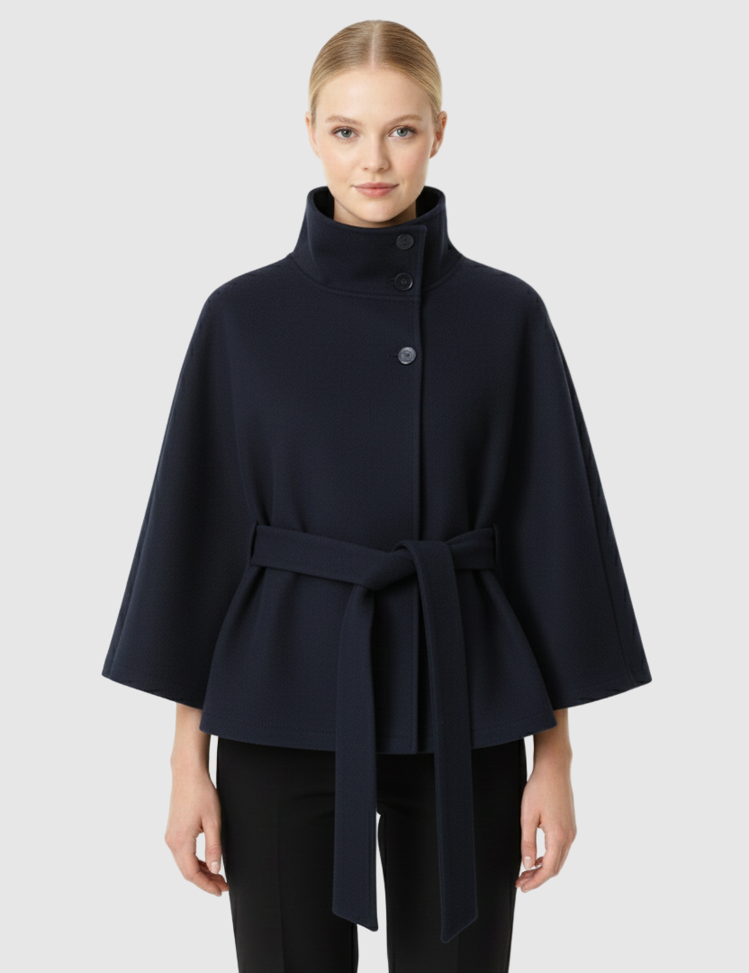 Sofia Wool-Blend Long Coat with Belt
