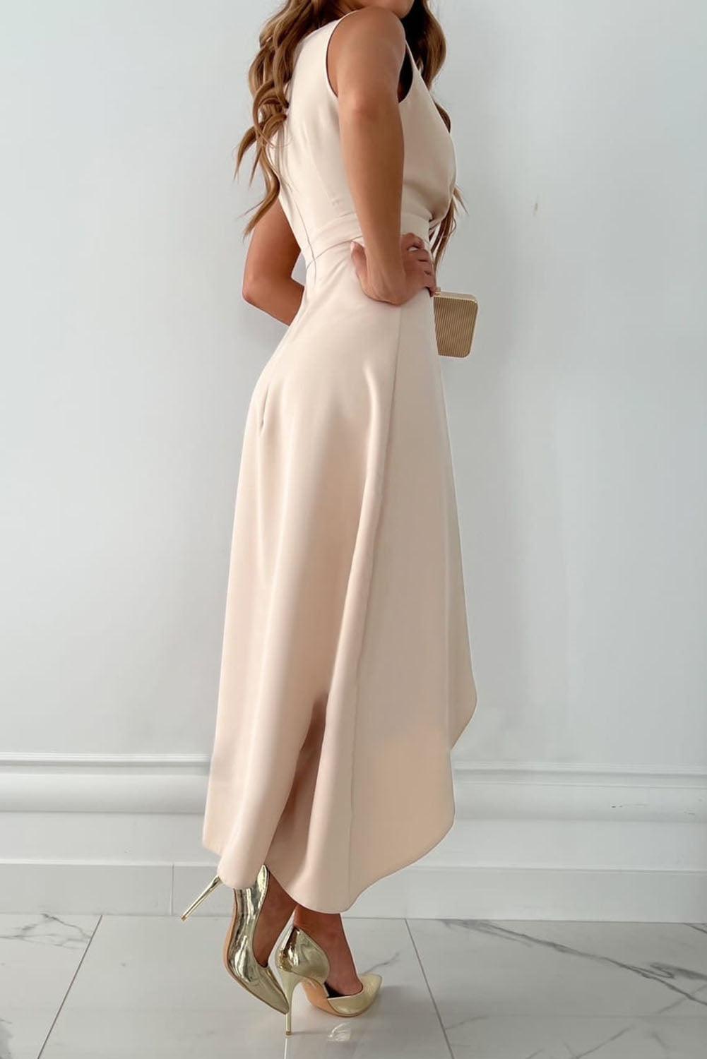 Alva Sleeveless Wrap Maxi Dress with Asymmetrical