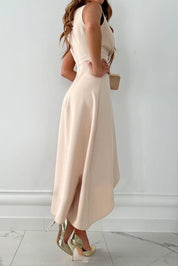 Alva Sleeveless Wrap Maxi Dress with Asymmetrical