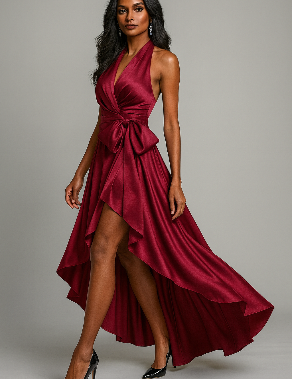 Diana Satin Halter Gown Dress