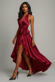Diana Satin Halter Gown Dress