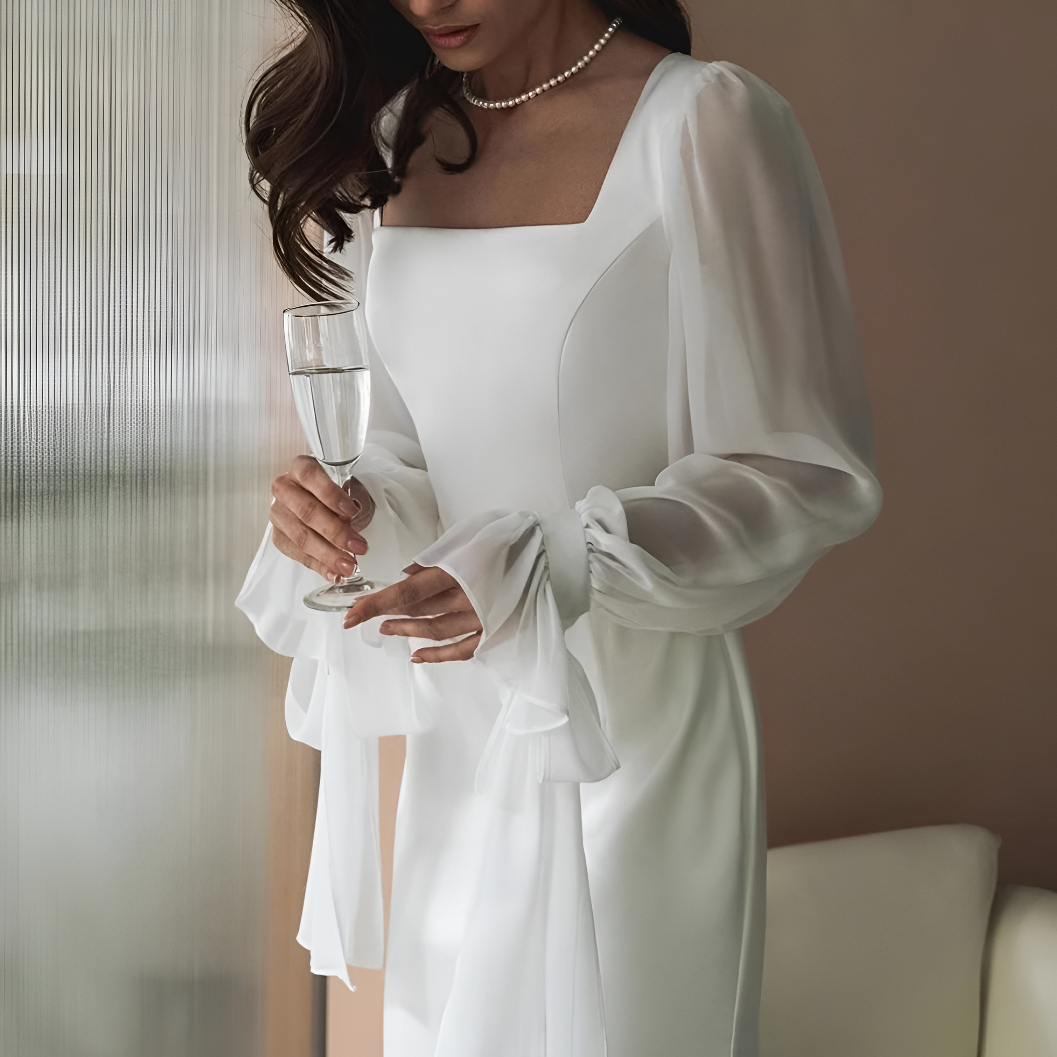 Moa White Maxi Dress with Square Neckline