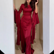 Christina Maxi Dress with Long Sleeves and Draped Front