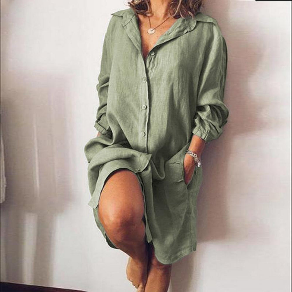 Sofia Timeless Shirt Dress in Lightweight Textured Fabric