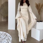 Christina Maxi Dress with Long Sleeves and Draped Front