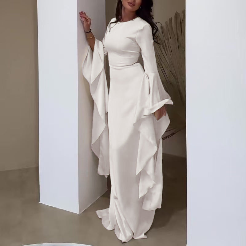 Christina Maxi Dress with Long Sleeves and Draped Front