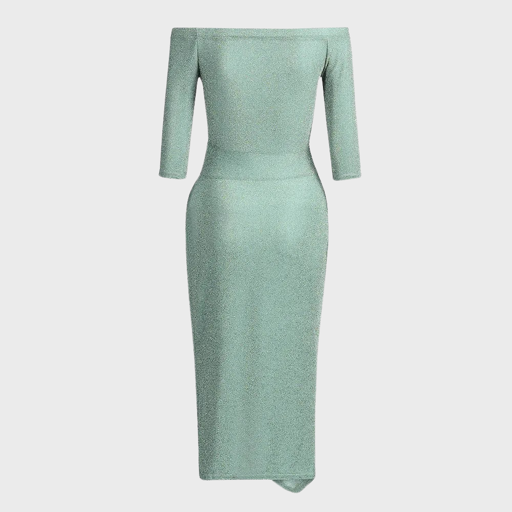 Olivia Off-Shoulder Glitter Dress with High Waist