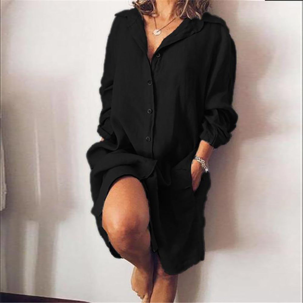 Sofia Timeless Shirt Dress in Lightweight Textured Fabric