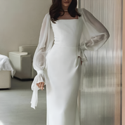 Moa White Maxi Dress with Square Neckline