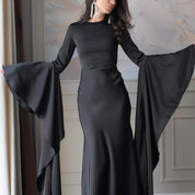 Christina Maxi Dress with Long Sleeves and Draped Front