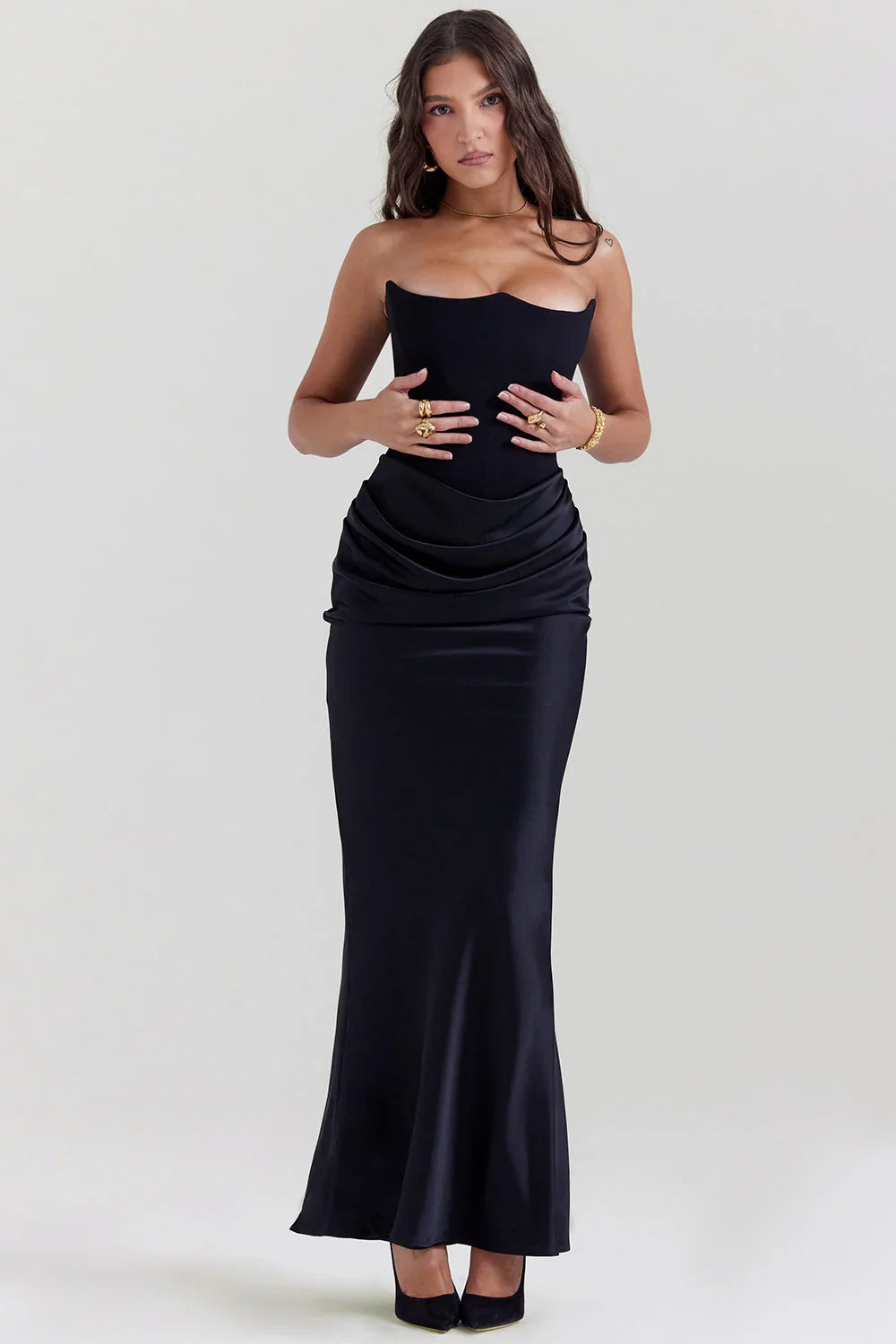 Julia Strapless Maxi Dress with Sculpted Corset Detail