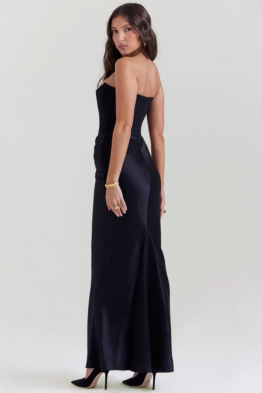 Julia Strapless Maxi Dress with Sculpted Corset Detail