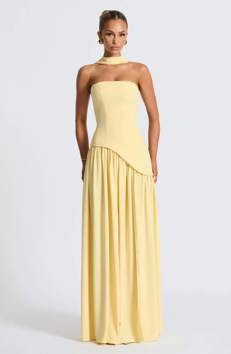 Anna Strapless Asymmetric Maxi Dress