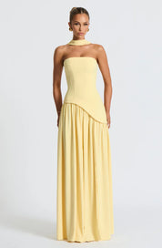 Anna Strapless Asymmetric Maxi Dress