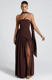 Anna Strapless Asymmetric Maxi Dress