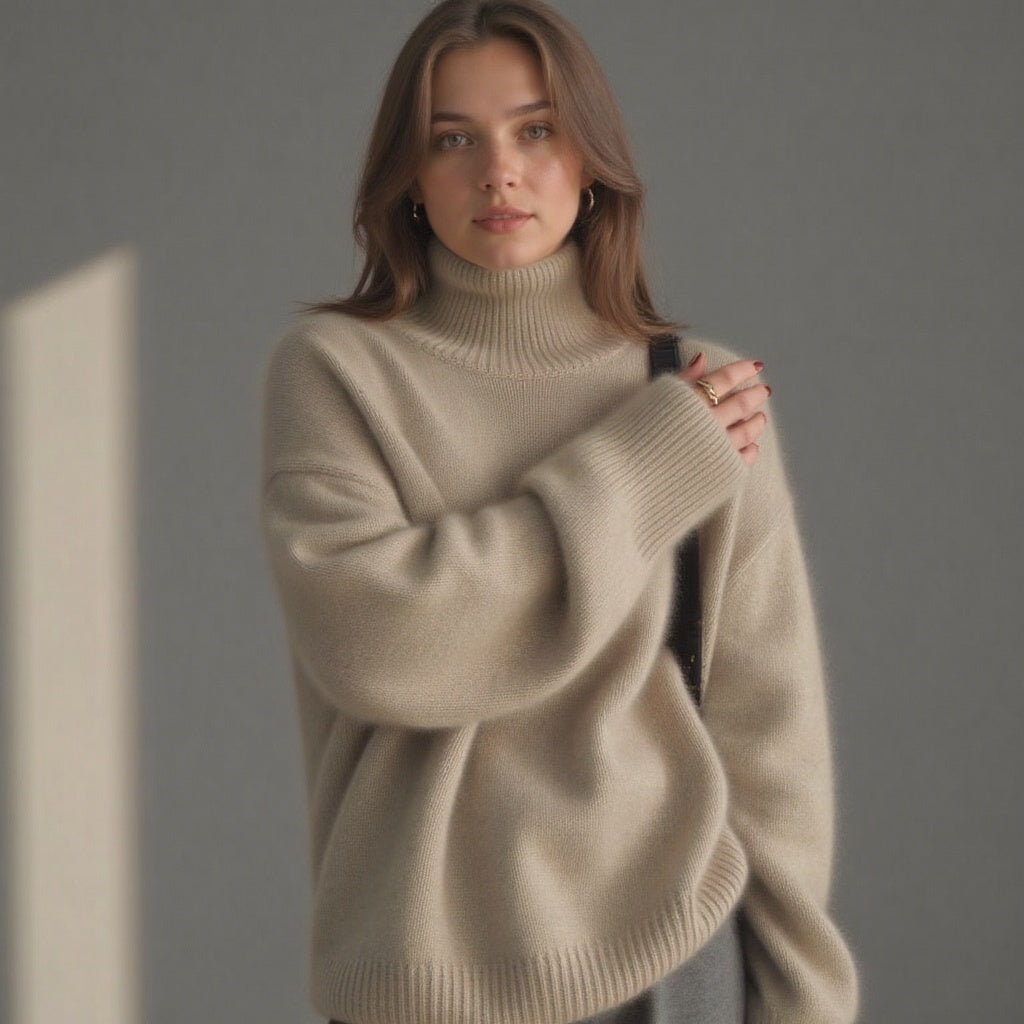 Vienna Oversized Cashmere Turtleneck Sweater