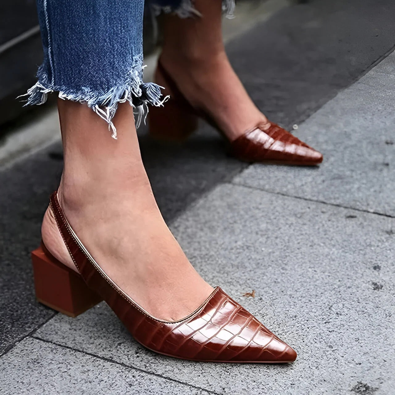 Livia Pointed Slingback Block Heels